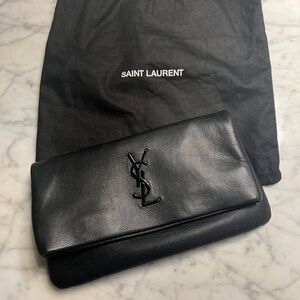 Saint Laurent Classic Black Leather Pouch